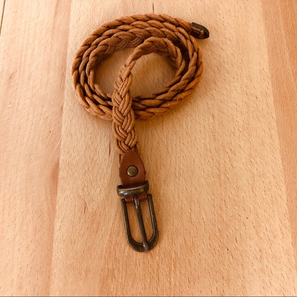 Hand Crafted Cotton Braided Skinny Tan Belt - Picture 3 of 5